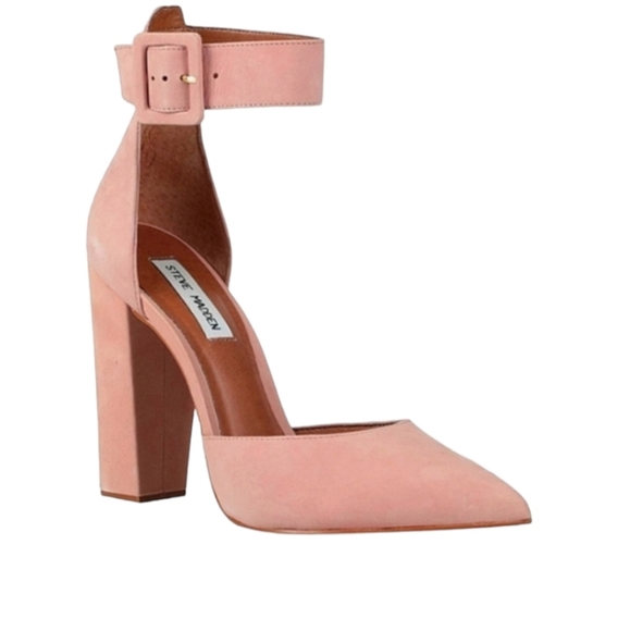 Steve Madden Shoes - Steve Madden Posted suede pink block heel ankle buckle pointed toe heels.  7.5